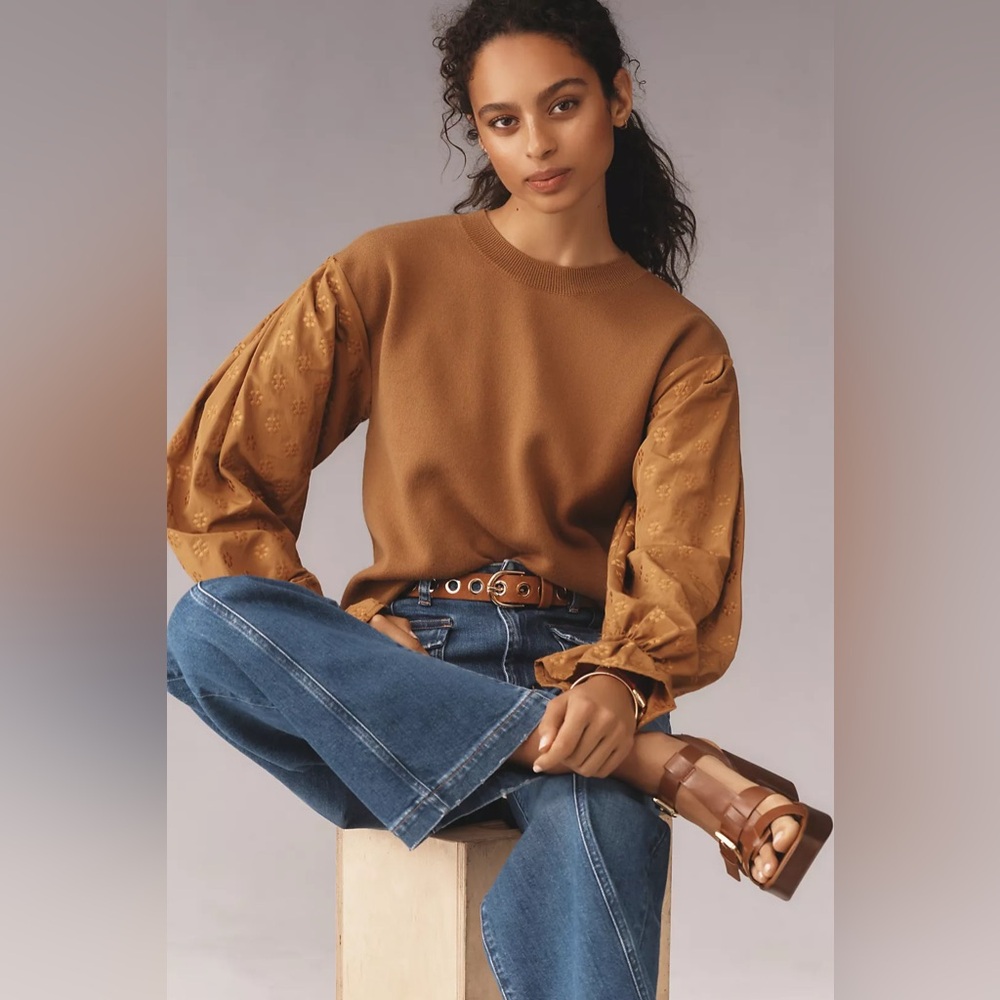 By Anthropologie Puff-Sleeve Sweater - NWT Size Small